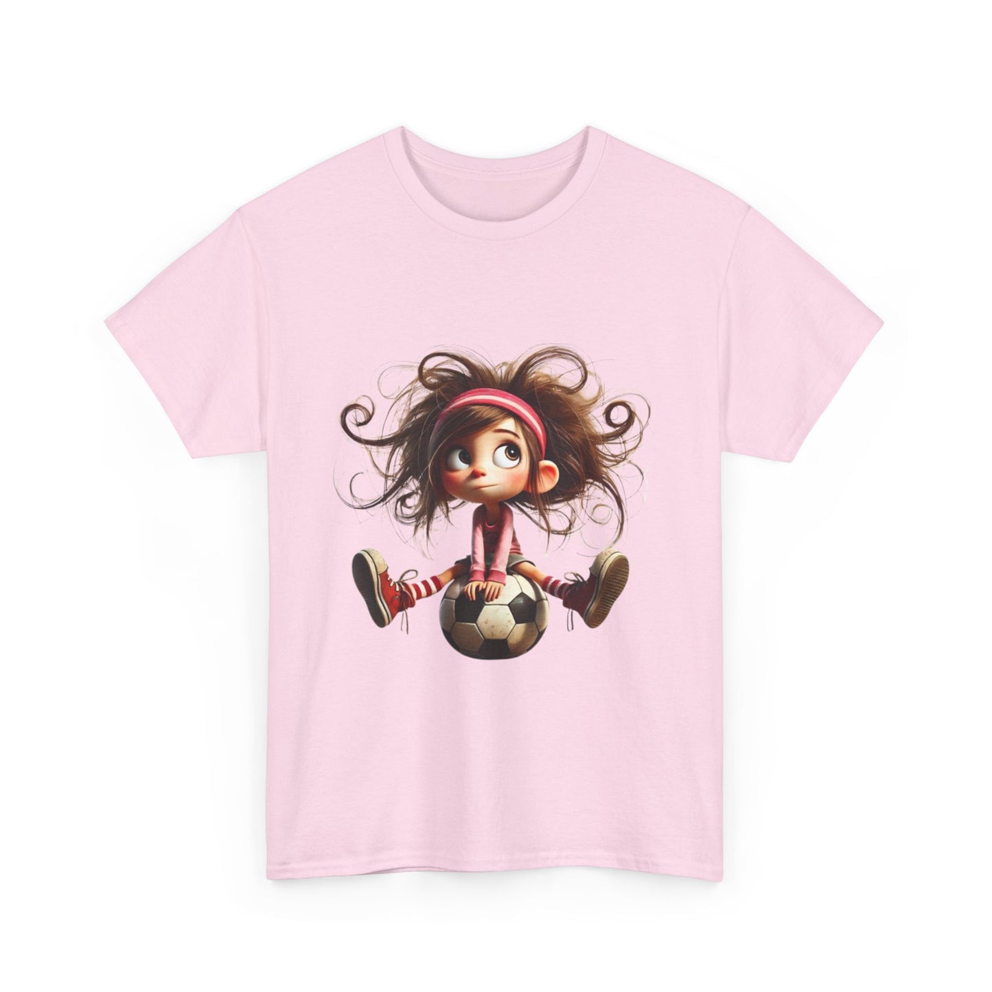 Playful Soccer Girl Tee, Cute Kids' T-Shirt, Fun Apparel for Soccer Lovers, Gift for Birthdays, Casual Outfit, Unisex Cotton Shirt