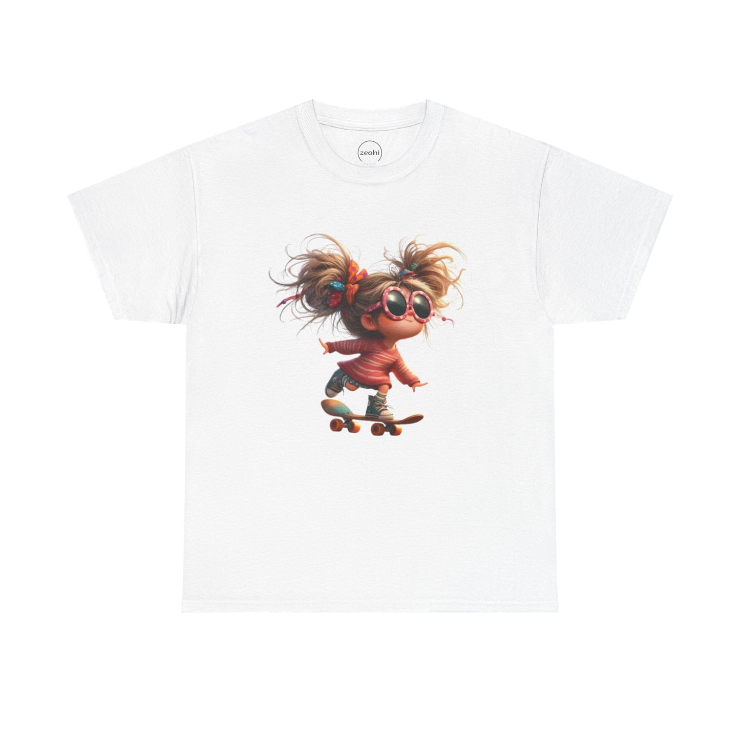 Skateboarding Girl Tee, Youth Apparel, Fun Graphic Shirt, Casual Wear, Gift for Skaters, Unisex Cotton T-Shirt