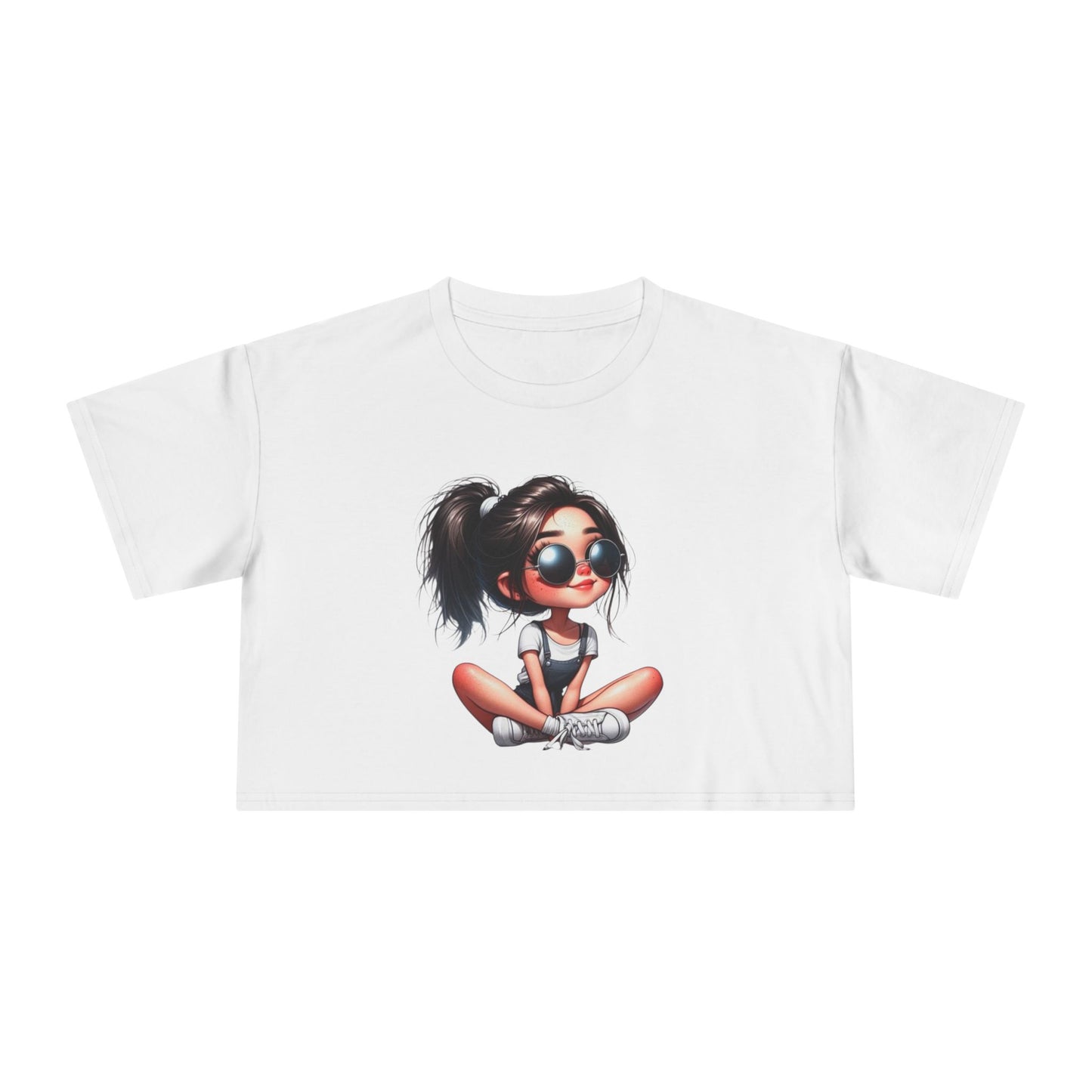 Trendy Women's Crop Tee with Playful Cartoon Design, Summer Fashion Top, Gift for Her, Casual Outing Wear, Birthday Gift