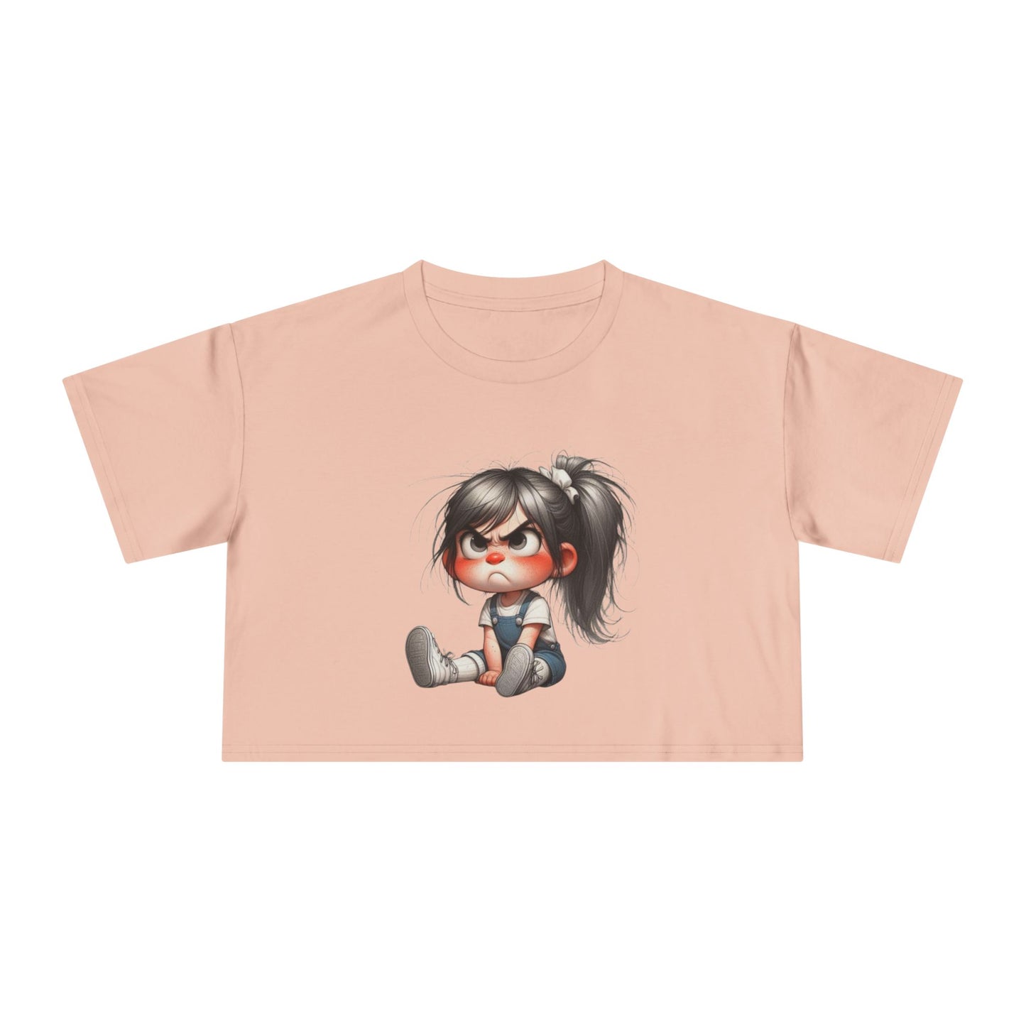 Adorable Cartoon Girl Women's Crop Tee, Cute Crop Top, Casual Summer Tee, Gift for Her, Fun Graphic Tee, Trendy Outfit
