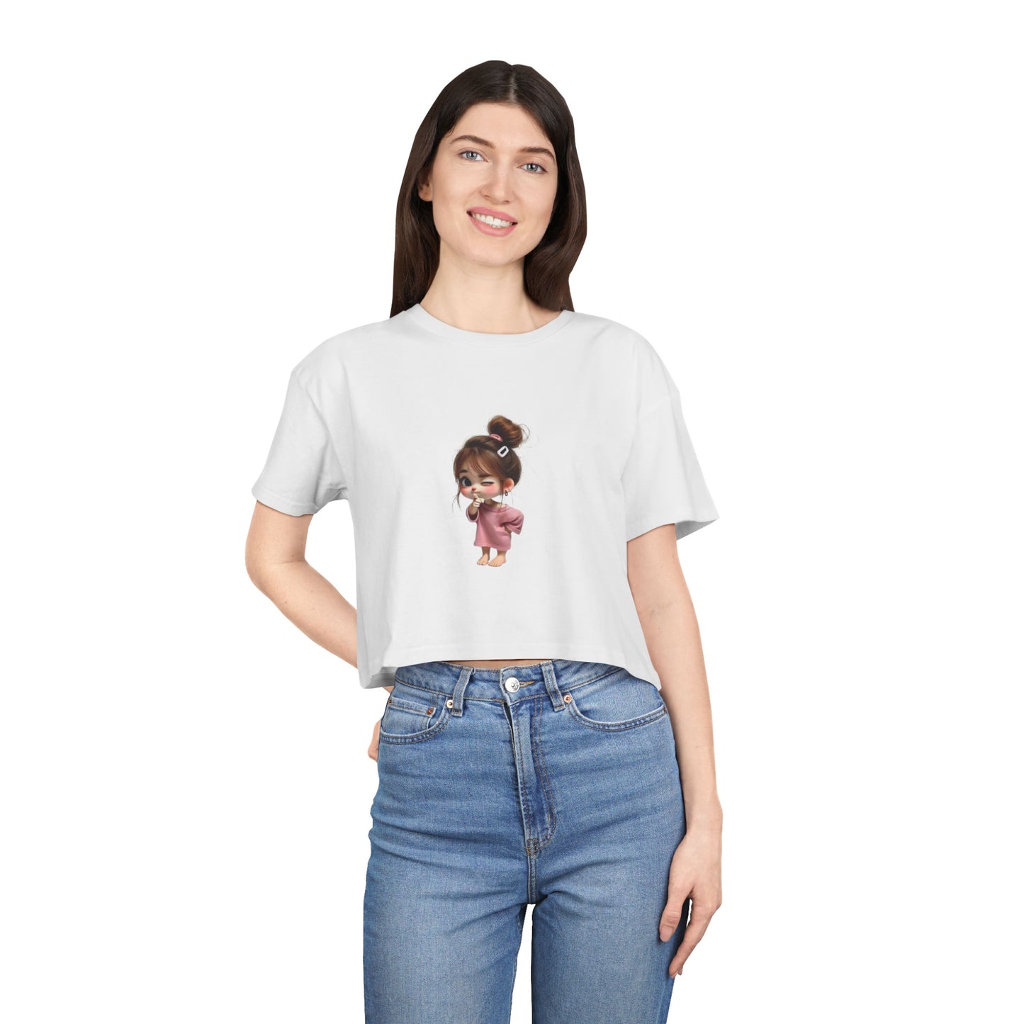 Cute Animal Friends Women's Crop Tee - Playful Summer Style, Casual Wear, Gift for Animal Lovers, Outdoor Events, Trendy Summer Outfit
