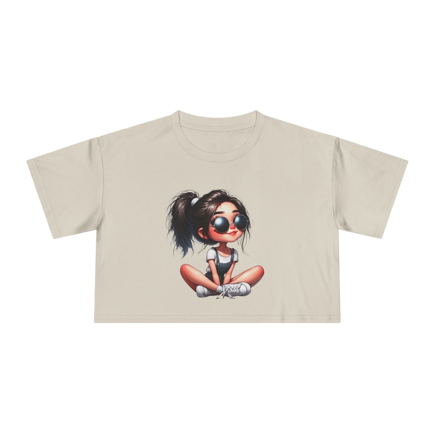 Trendy Women's Crop Tee with Playful Cartoon Design, Summer Fashion Top, Gift for Her, Casual Outing Wear, Birthday Gift