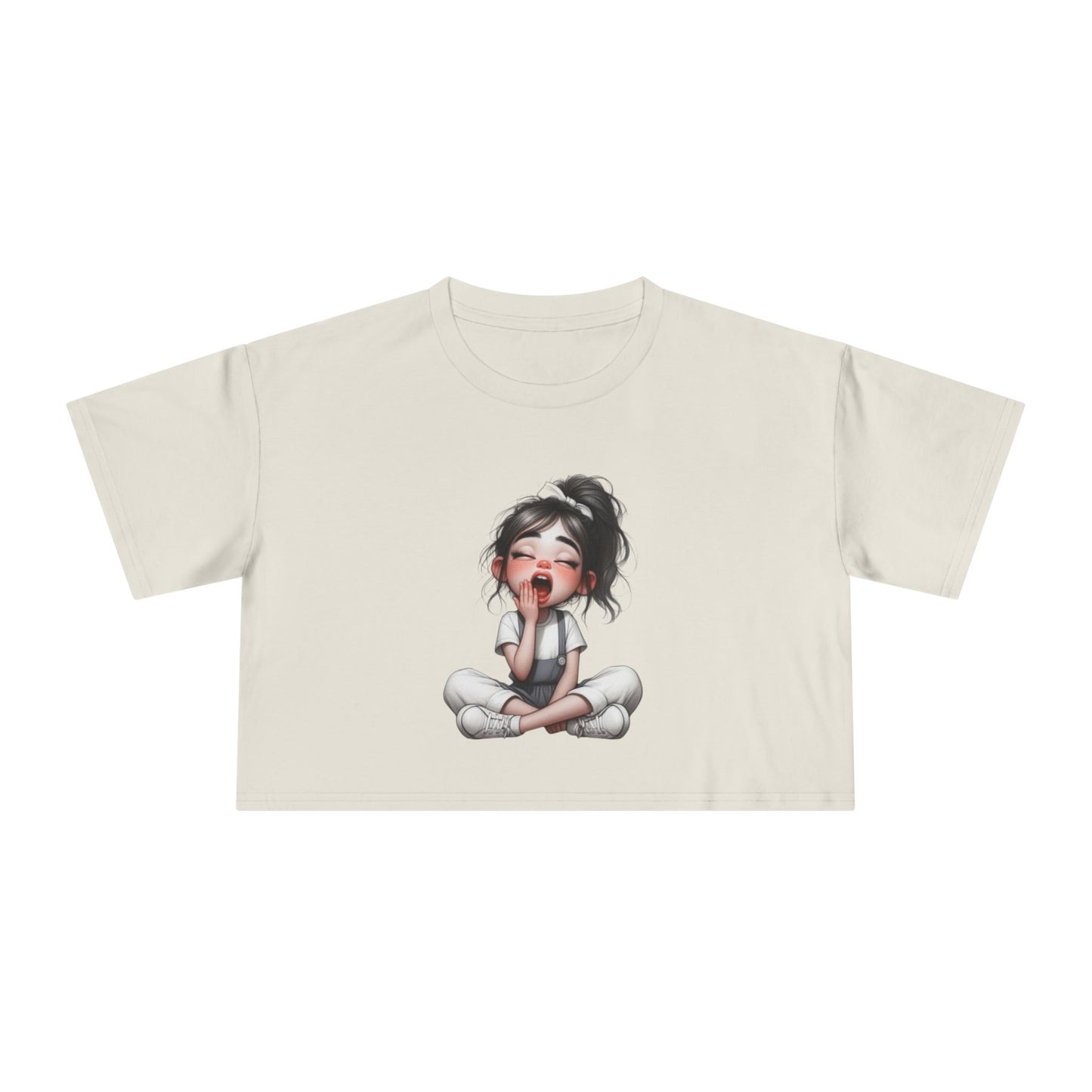Cute Character Women's Crop Tee, Fun Graphic Top, Casual Tee, Gift for Moms, Perfect for Everyday Wear