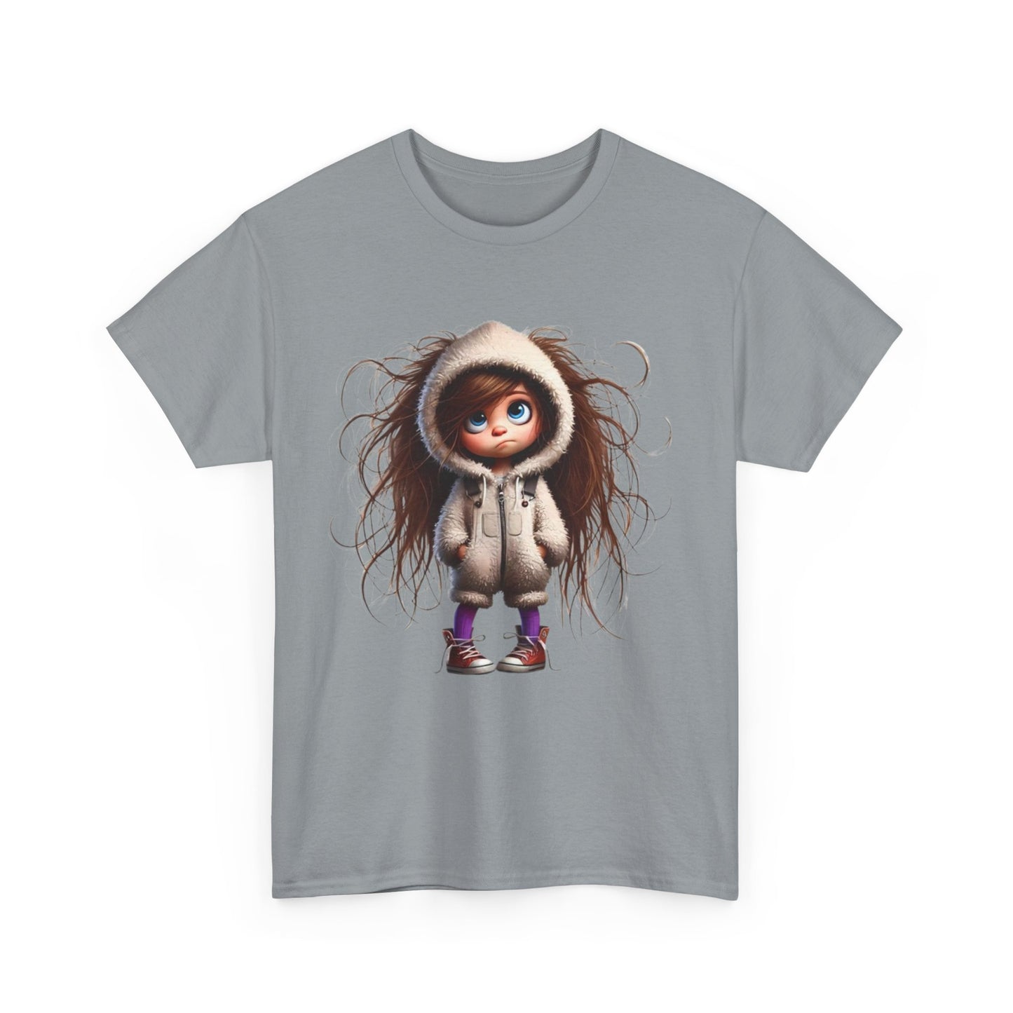 Whimsical Character Unisex Heavy Cotton Tee, Cute Graphic Shirt, Casual Tee for Kids and Adults, Perfect Gift for Birthdays or Holidays