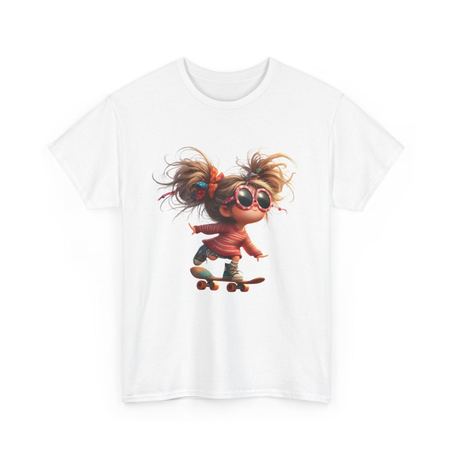 Skateboarding Girl Tee, Youth Apparel, Fun Graphic Shirt, Casual Wear, Gift for Skaters, Unisex Cotton T-Shirt