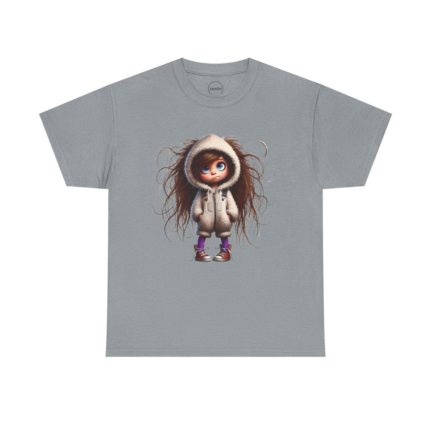 Whimsical Character Unisex Heavy Cotton Tee, Cute Graphic Shirt, Casual Tee for Kids and Adults, Perfect Gift for Birthdays or Holidays