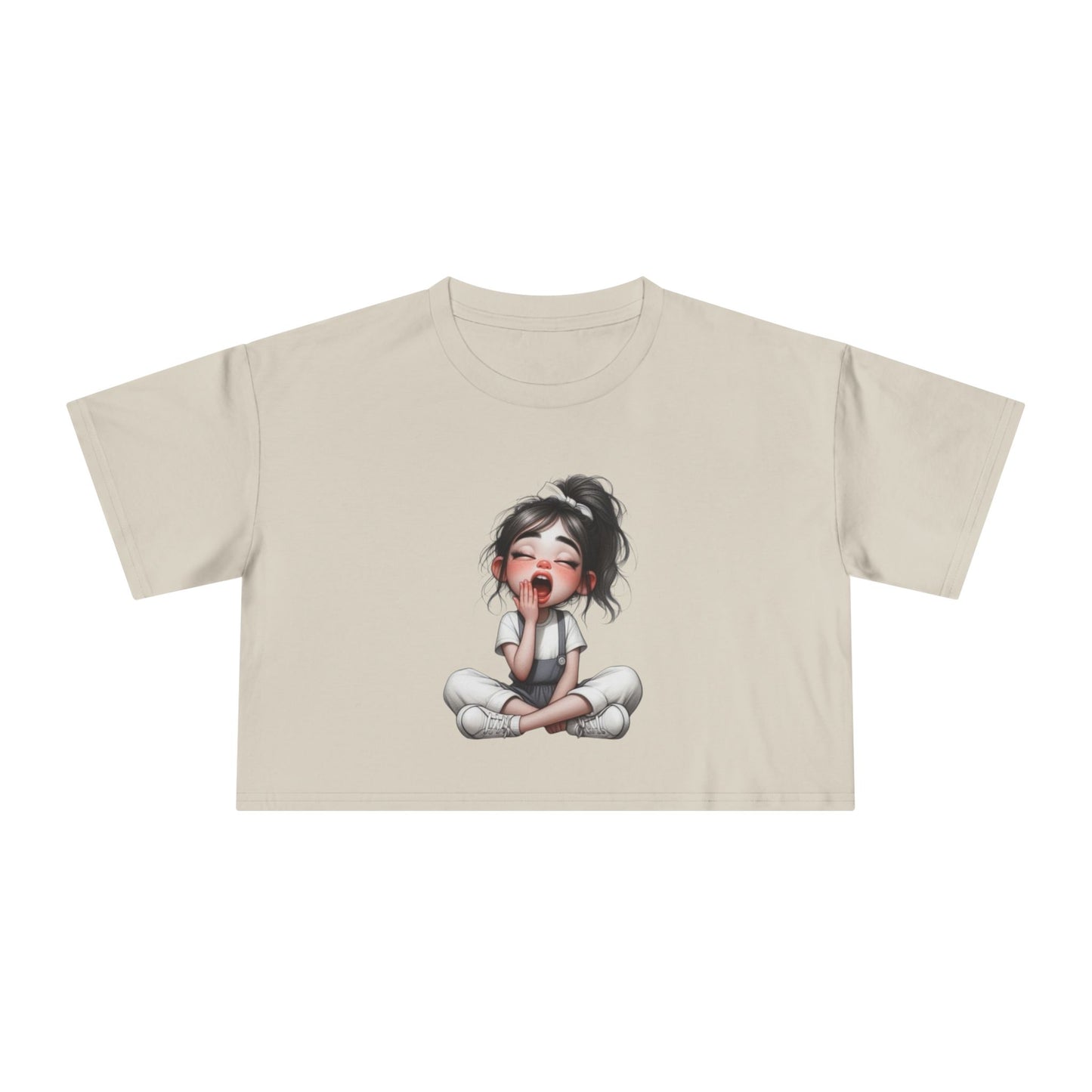 Cute Character Women's Crop Tee, Fun Graphic Top, Casual Tee, Gift for Moms, Perfect for Everyday Wear