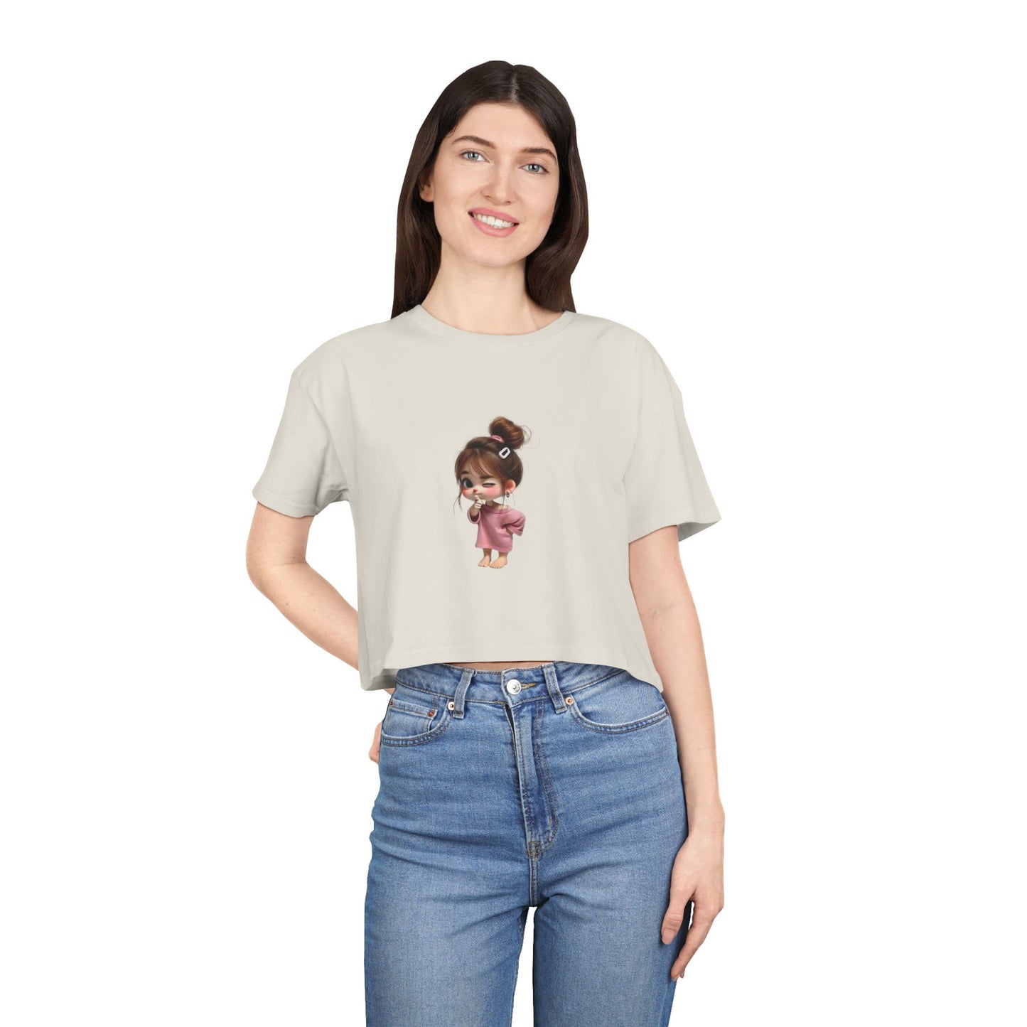 Cute Animal Friends Women's Crop Tee - Playful Summer Style, Casual Wear, Gift for Animal Lovers, Outdoor Events, Trendy Summer Outfit