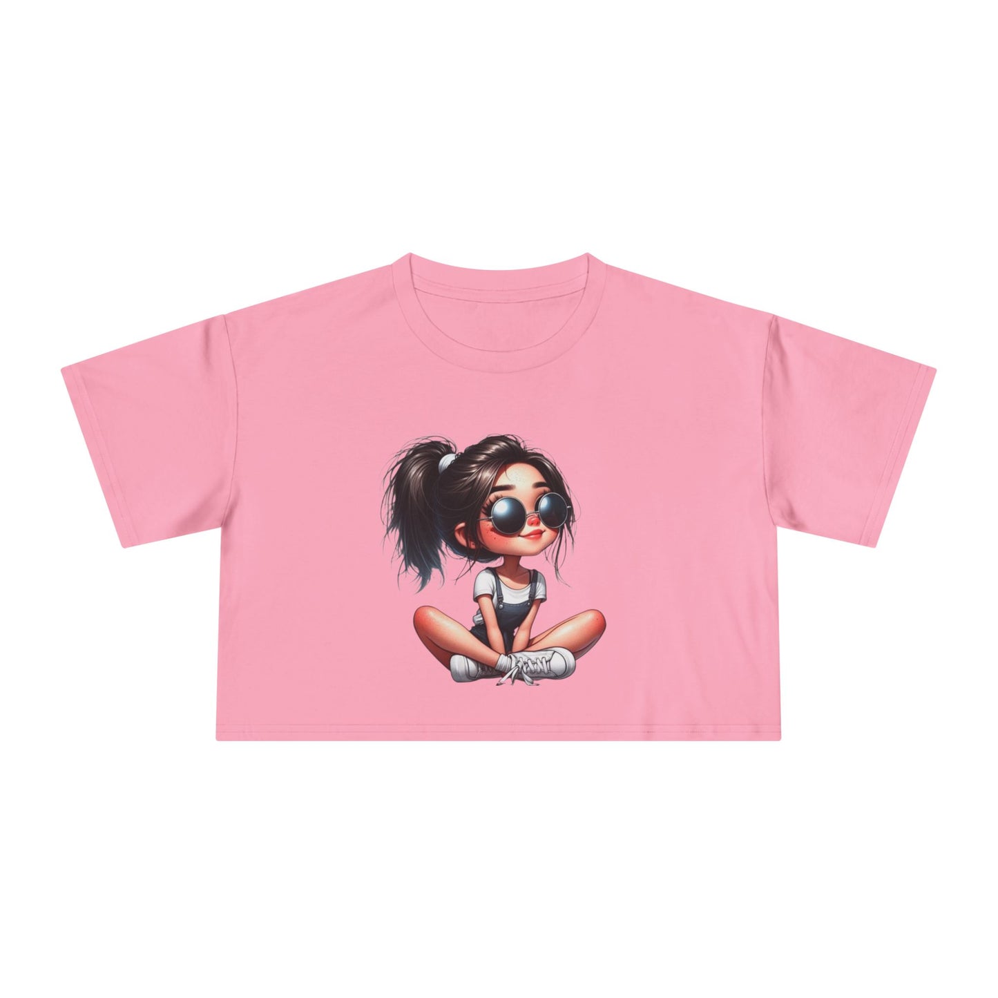 Trendy Women's Crop Tee with Playful Cartoon Design, Summer Fashion Top, Gift for Her, Casual Outing Wear, Birthday Gift