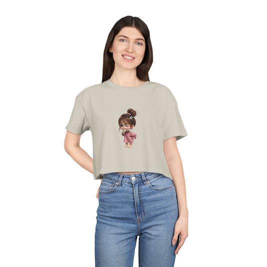 Cute Animal Friends Women's Crop Tee - Playful Summer Style, Casual Wear, Gift for Animal Lovers, Outdoor Events, Trendy Summer Outfit