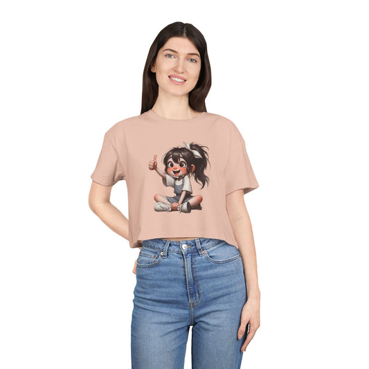 Cute Playful Women's Crop Tee with Cheerful Design, Summer Top, Casual Wear, Gift for Her, Music Festival Outfit, Trendy Graphic Tee