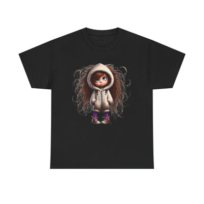 Whimsical Character Unisex Heavy Cotton Tee, Cute Graphic Shirt, Casual Tee for Kids and Adults, Perfect Gift for Birthdays or Holidays