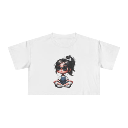 Cute Cartoon Crop Tee for Women, Summer Fashion Top, Kawaii Graphic Tee, Casual Streetwear, Gift for Her