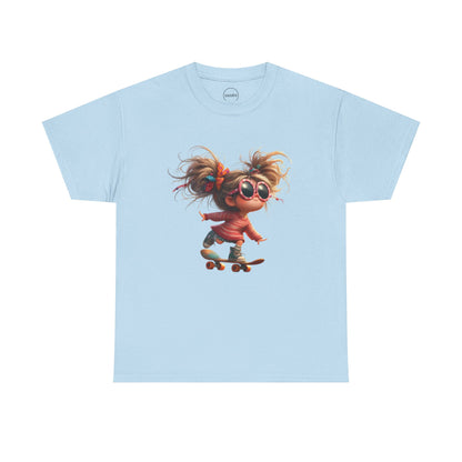 Skateboarding Girl Tee, Youth Apparel, Fun Graphic Shirt, Casual Wear, Gift for Skaters, Unisex Cotton T-Shirt