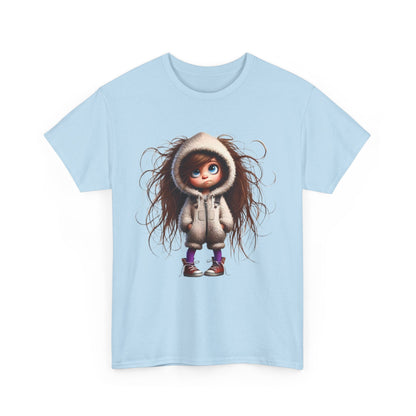 Whimsical Character Unisex Heavy Cotton Tee, Cute Graphic Shirt, Casual Tee for Kids and Adults, Perfect Gift for Birthdays or Holidays