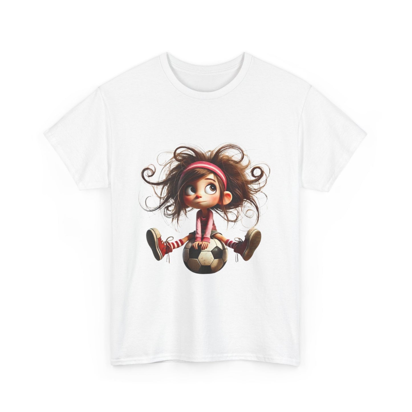Playful Soccer Girl Tee, Cute Kids' T-Shirt, Fun Apparel for Soccer Lovers, Gift for Birthdays, Casual Outfit, Unisex Cotton Shirt