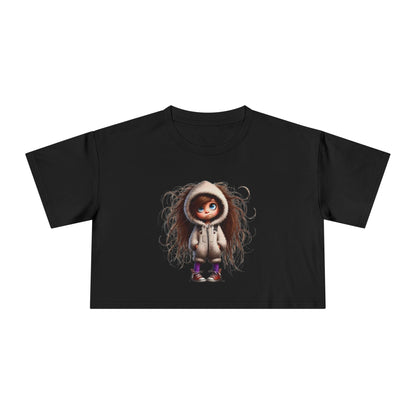 Whimsical Women's Crop Tee with Cute Illustration, Casual T-Shirt, Summer Fashion, Gift for Her, Trendy Crop Top