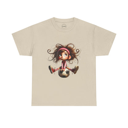 Playful Soccer Girl Tee, Cute Kids' T-Shirt, Fun Apparel for Soccer Lovers, Gift for Birthdays, Casual Outfit, Unisex Cotton Shirt