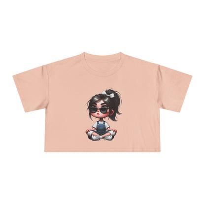 Cute Cartoon Crop Tee for Women, Summer Fashion Top, Kawaii Graphic Tee, Casual Streetwear, Gift for Her