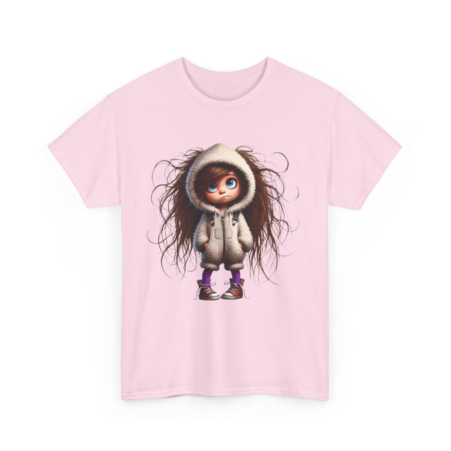 Whimsical Character Unisex Heavy Cotton Tee, Cute Graphic Shirt, Casual Tee for Kids and Adults, Perfect Gift for Birthdays or Holidays