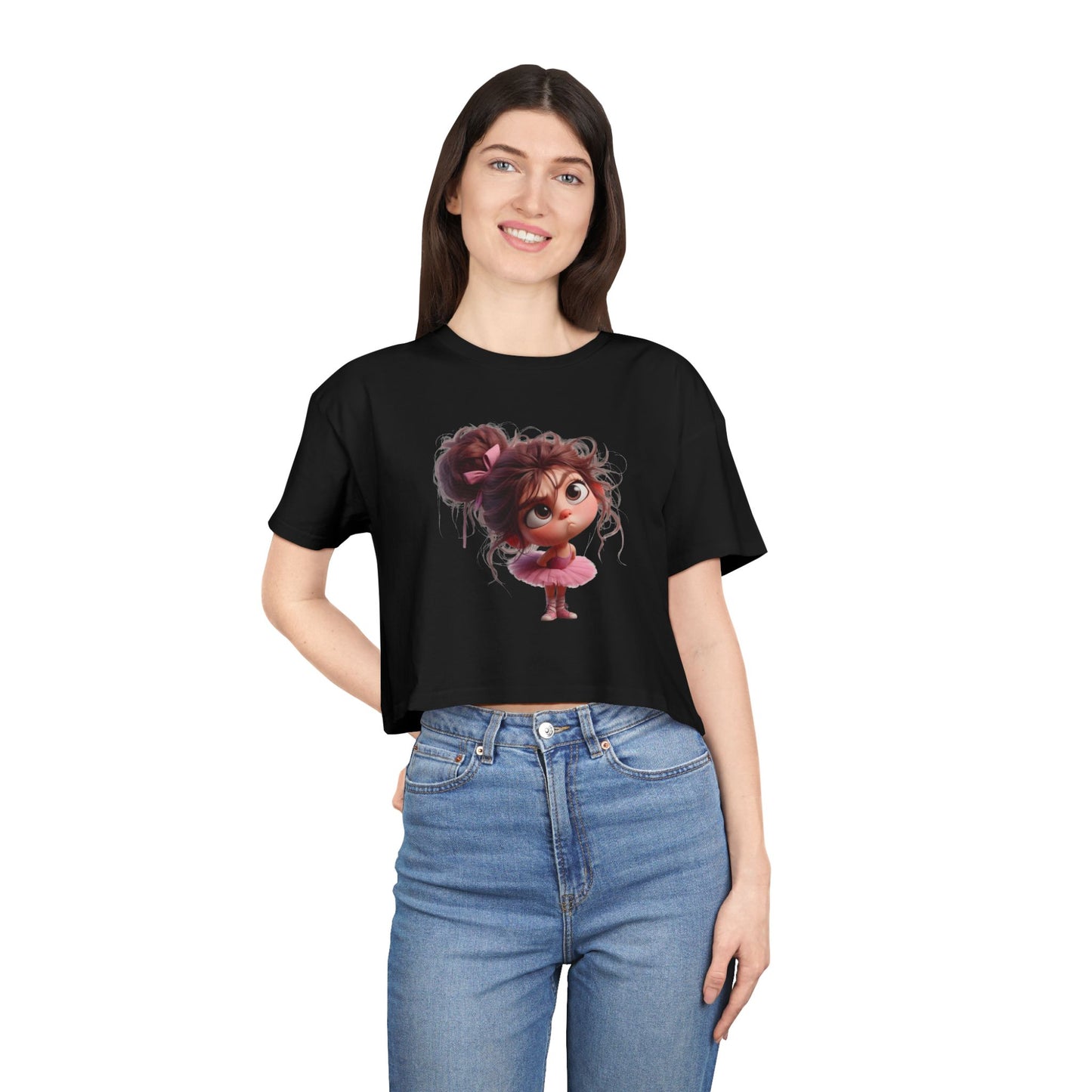 Cute Cartoon Dancer Women's Crop Tee - Perfect for Dance Lovers, Casual Wear, Birthdays, Gifts, and More!