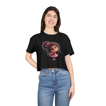 Cute Cartoon Dancer Women's Crop Tee - Perfect for Dance Lovers, Casual Wear, Birthdays, Gifts, and More!
