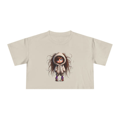 Whimsical Women's Crop Tee with Cute Illustration, Casual T-Shirt, Summer Fashion, Gift for Her, Trendy Crop Top