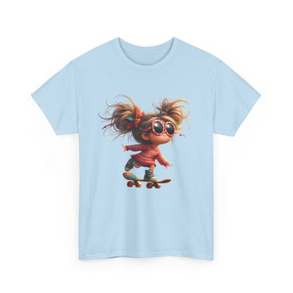 Skateboarding Girl Tee, Youth Apparel, Fun Graphic Shirt, Casual Wear, Gift for Skaters, Unisex Cotton T-Shirt