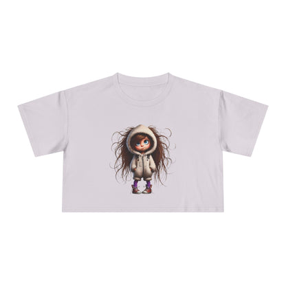 Whimsical Women's Crop Tee with Cute Illustration, Casual T-Shirt, Summer Fashion, Gift for Her, Trendy Crop Top