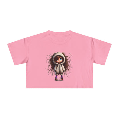 Whimsical Women's Crop Tee with Cute Illustration, Casual T-Shirt, Summer Fashion, Gift for Her, Trendy Crop Top
