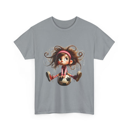 Playful Soccer Girl Tee, Cute Kids' T-Shirt, Fun Apparel for Soccer Lovers, Gift for Birthdays, Casual Outfit, Unisex Cotton Shirt