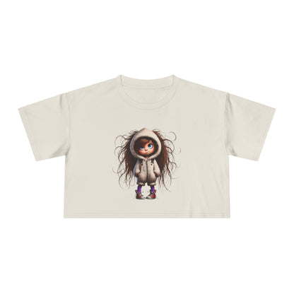 Whimsical Women's Crop Tee with Cute Illustration, Casual T-Shirt, Summer Fashion, Gift for Her, Trendy Crop Top