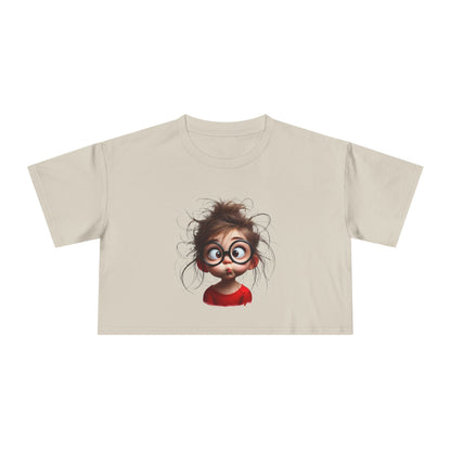 Whimsical Women's Crop Tee with Playful Illustration, Fun Graphic Shirt, Cute Summer Top, Casual Statement Tee, Perfect Gift for Friends