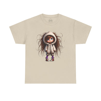 Whimsical Character Unisex Heavy Cotton Tee, Cute Graphic Shirt, Casual Tee for Kids and Adults, Perfect Gift for Birthdays or Holidays