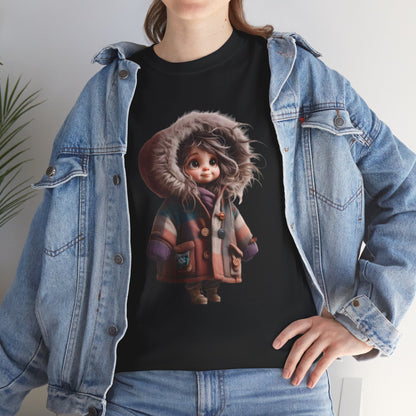 Whimsical Character Cotton Tee, Cozy Graphic Tee, Fun Casual Wear, Gift for Kids, Cartoon Apparel, Playful Outfit