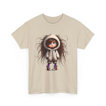 Whimsical Character Unisex Heavy Cotton Tee, Cute Graphic Shirt, Casual Tee for Kids and Adults, Perfect Gift for Birthdays or Holidays