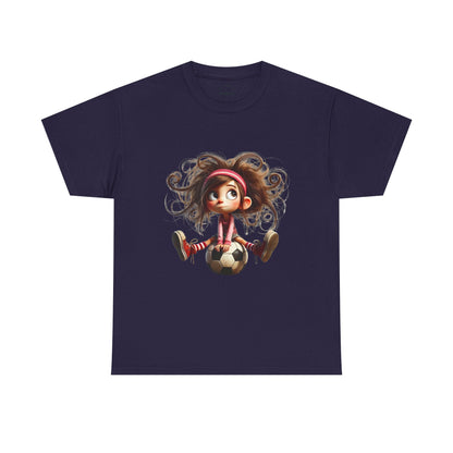 Playful Soccer Girl Tee, Cute Kids' T-Shirt, Fun Apparel for Soccer Lovers, Gift for Birthdays, Casual Outfit, Unisex Cotton Shirt