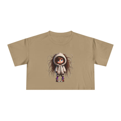 Whimsical Women's Crop Tee with Cute Illustration, Casual T-Shirt, Summer Fashion, Gift for Her, Trendy Crop Top