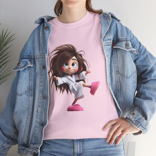 Cute Character Unisex Heavy Cotton Tee - Fun Graphic Tee for Parties, Gifts, Casual Wear, Birthdays, Everyday Comfort