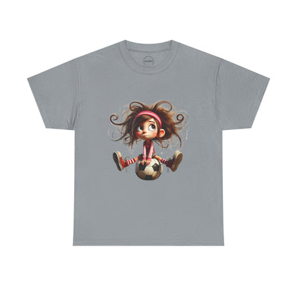 Playful Soccer Girl Tee, Cute Kids' T-Shirt, Fun Apparel for Soccer Lovers, Gift for Birthdays, Casual Outfit, Unisex Cotton Shirt