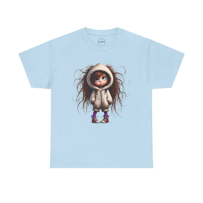 Whimsical Character Unisex Heavy Cotton Tee, Cute Graphic Shirt, Casual Tee for Kids and Adults, Perfect Gift for Birthdays or Holidays