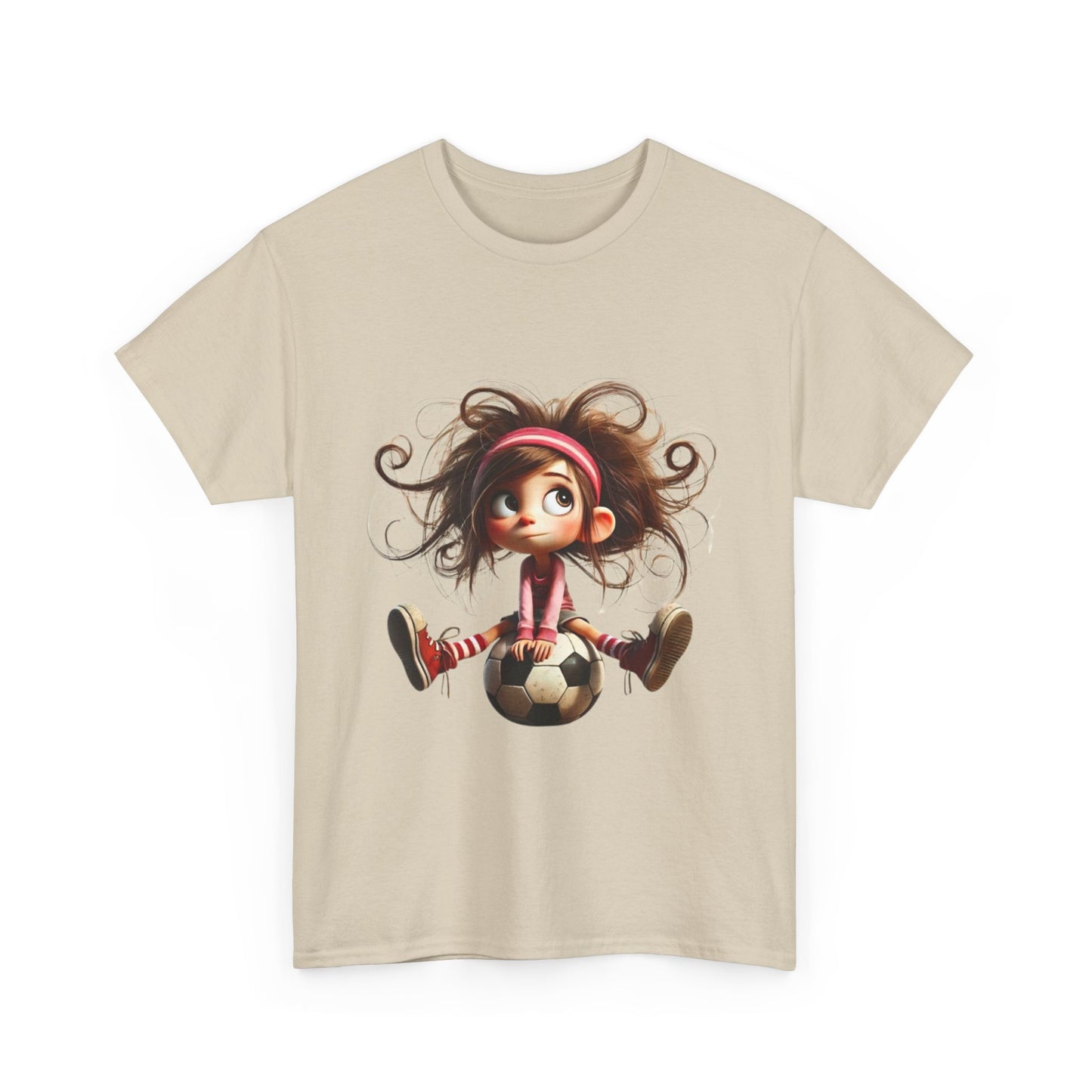Playful Soccer Girl Tee, Cute Kids' T-Shirt, Fun Apparel for Soccer Lovers, Gift for Birthdays, Casual Outfit, Unisex Cotton Shirt