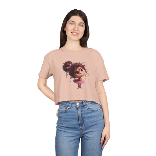 Cute Cartoon Dancer Women's Crop Tee - Perfect for Dance Lovers, Casual Wear, Birthdays, Gifts, and More!