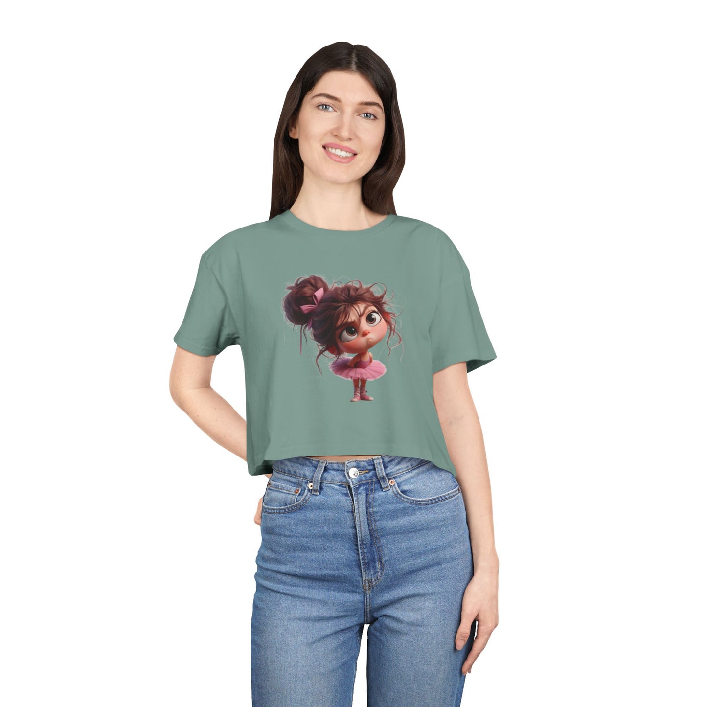 Cute Cartoon Dancer Women's Crop Tee - Perfect for Dance Lovers, Casual Wear, Birthdays, Gifts, and More!