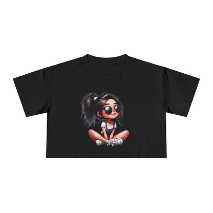 Trendy Women's Crop Tee with Playful Cartoon Design, Summer Fashion Top, Gift for Her, Casual Outing Wear, Birthday Gift