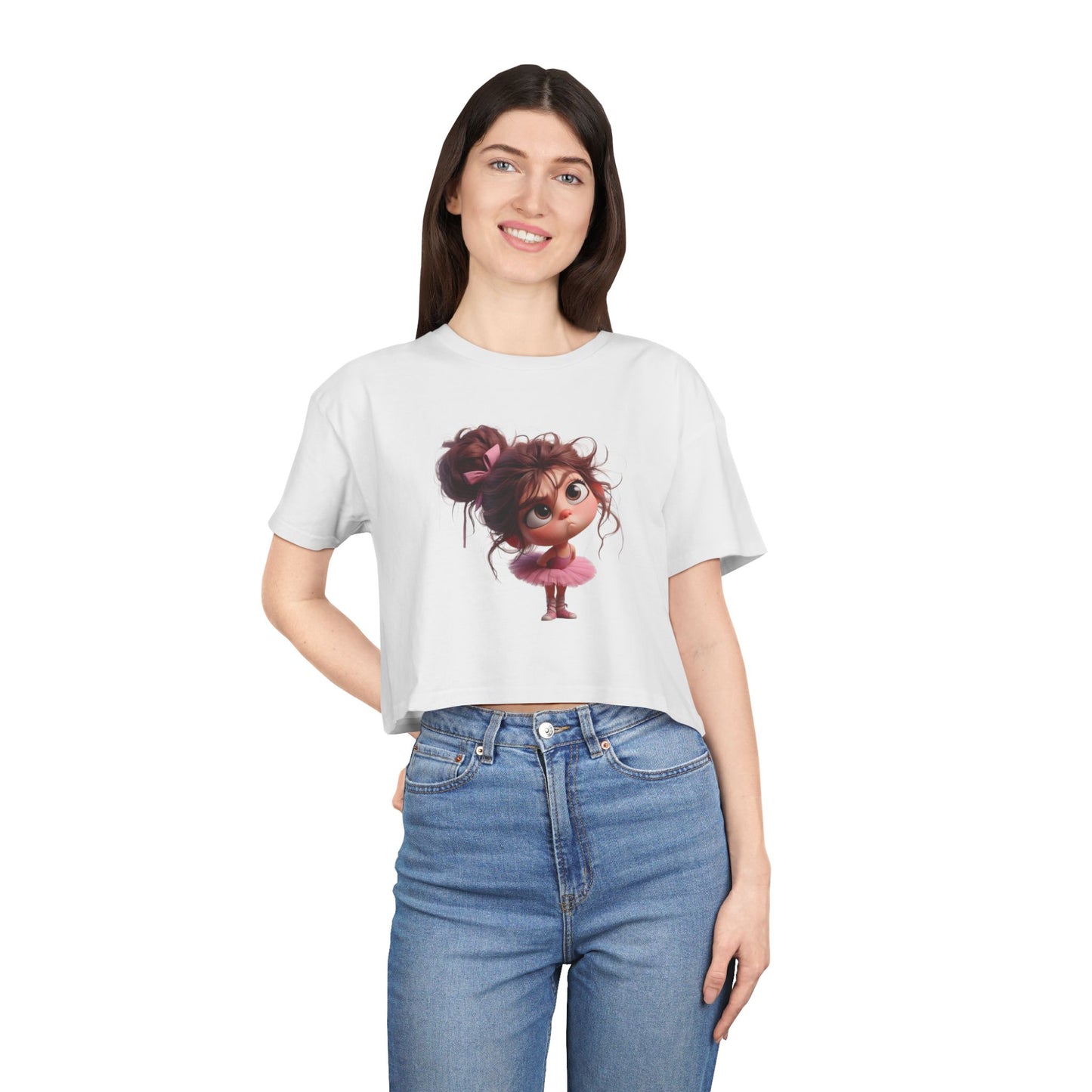 Cute Cartoon Dancer Women's Crop Tee - Perfect for Dance Lovers, Casual Wear, Birthdays, Gifts, and More!