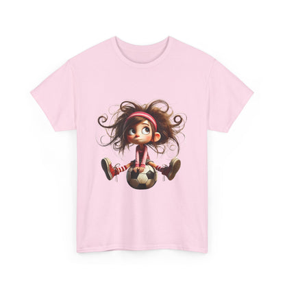 Playful Soccer Girl Tee, Cute Kids' T-Shirt, Fun Apparel for Soccer Lovers, Gift for Birthdays, Casual Outfit, Unisex Cotton Shirt