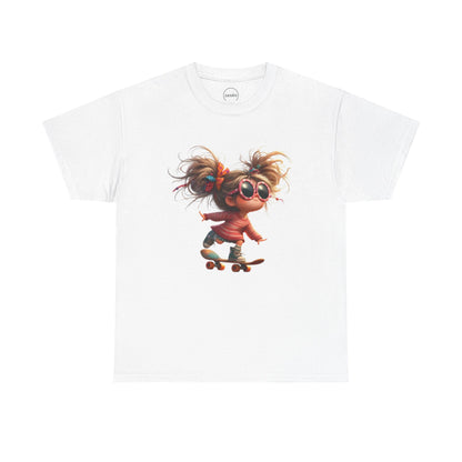 Skateboarding Girl Tee, Youth Apparel, Fun Graphic Shirt, Casual Wear, Gift for Skaters, Unisex Cotton T-Shirt