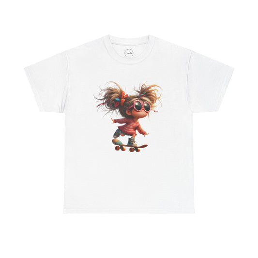 Skateboarding Girl Tee, Youth Apparel, Fun Graphic Shirt, Casual Wear, Gift for Skaters, Unisex Cotton T-Shirt
