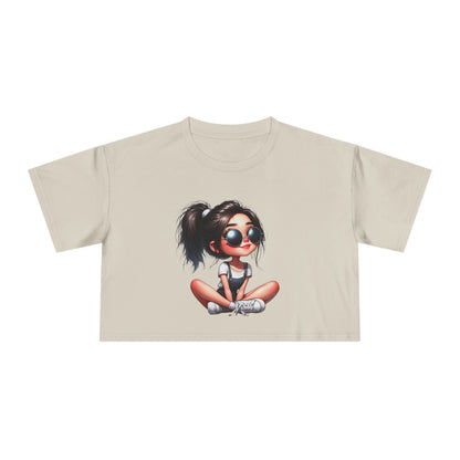 Trendy Women's Crop Tee with Playful Cartoon Design, Summer Fashion Top, Gift for Her, Casual Outing Wear, Birthday Gift
